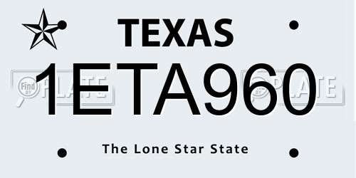 1ETA960 Texas License Plate