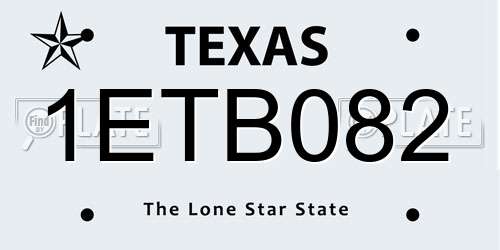 1ETB082 Texas License Plate