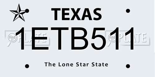 1ETB511 Texas License Plate