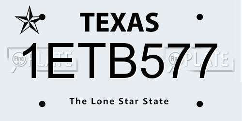 1ETB577 Texas License Plate