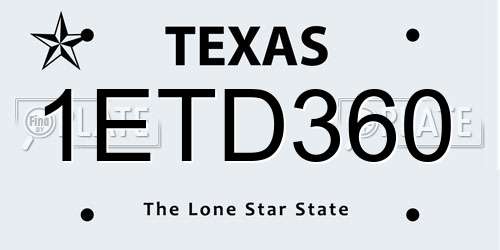 1ETD360 Texas License Plate