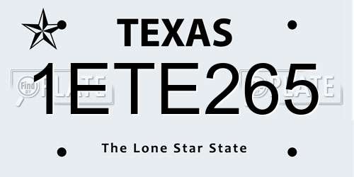 1ETE265 Texas License Plate