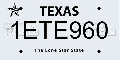 1ETE960 Texas License Plate