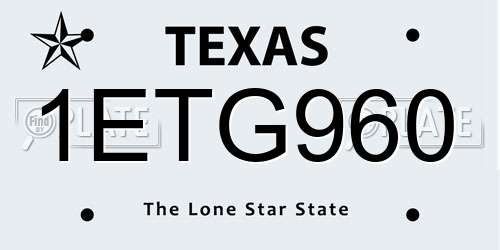 1ETG960 Texas License Plate