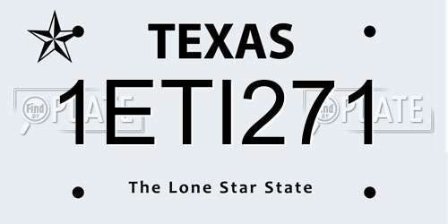 1ETI271 Texas License Plate