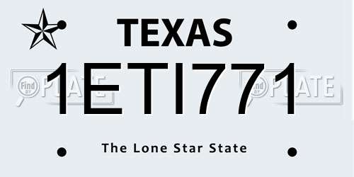 1ETI771 Texas License Plate