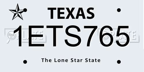 1ETS765 Texas License Plate