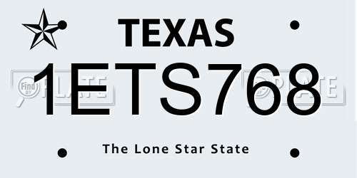 1ETS768 Texas License Plate