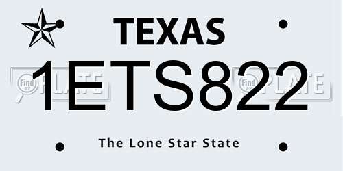 1ETS822 Texas License Plate