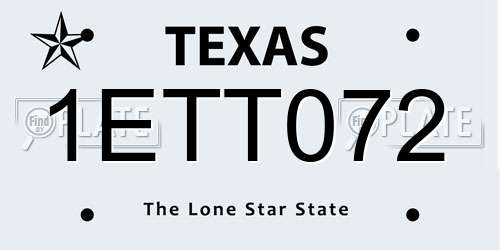 1ETT072 Texas License Plate