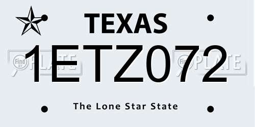 1ETZ072 Texas License Plate