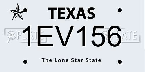 1EV156 Texas License Plate