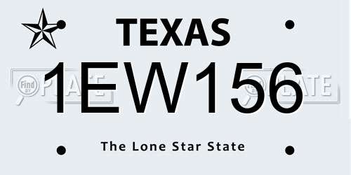 1EW156 Texas License Plate