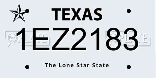 1EZ2183 Texas License Plate