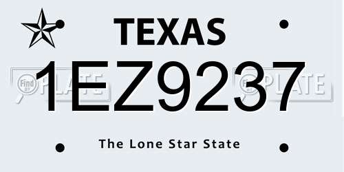 1EZ9237 Texas License Plate