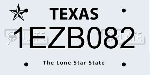 1EZB082 Texas License Plate