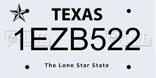 1EZB522 Texas License Plate