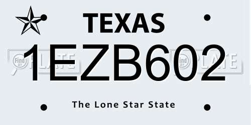 1EZB602 Texas License Plate