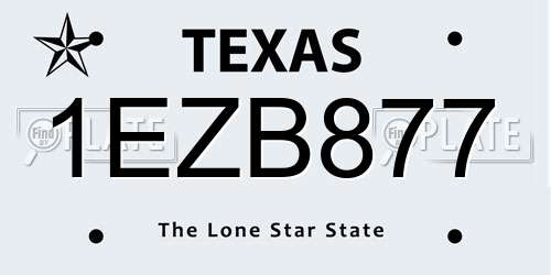 1EZB877 Texas License Plate