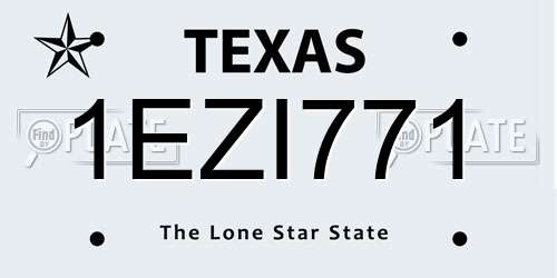 1EZI771 Texas License Plate