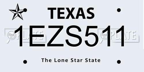 1EZS511 Texas License Plate