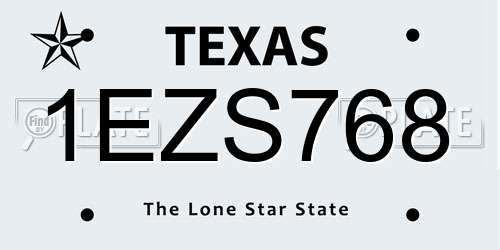 1EZS768 Texas License Plate