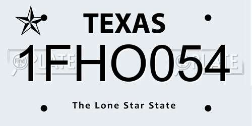 1FHO054 Texas License Plate