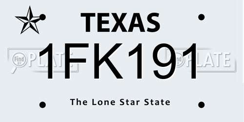 1FK191 Texas License Plate