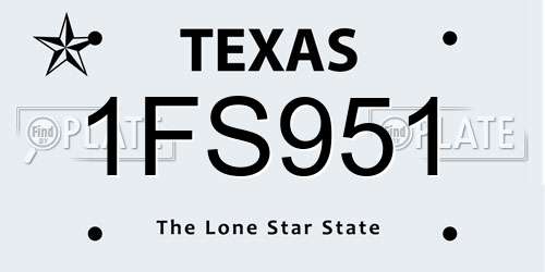 1FS951 Texas License Plate