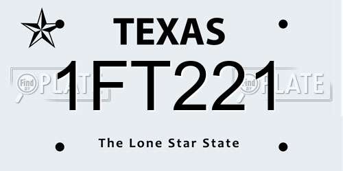 1FT221 Texas License Plate
