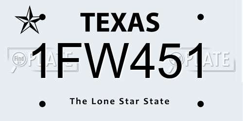 1FW451 Texas License Plate