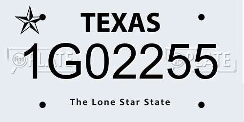 1G02255 Texas License Plate