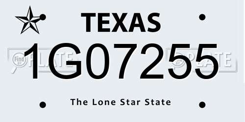 1G07255 Texas License Plate