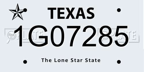 1G07285 Texas License Plate