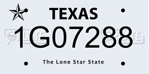 1G07288 Texas License Plate