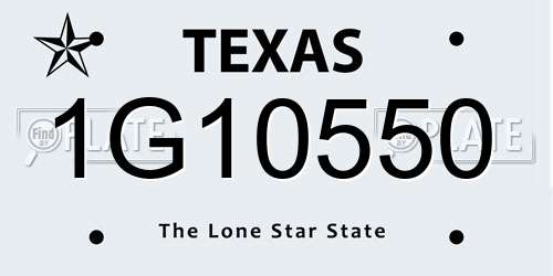 1G10550 Texas License Plate