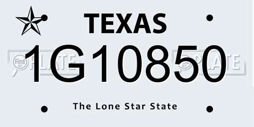 1G10850 Texas License Plate