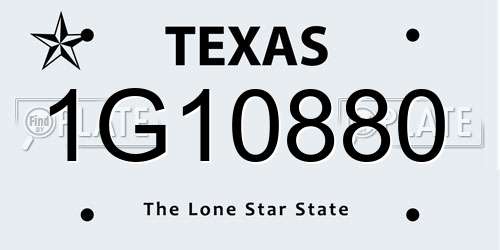 1G10880 Texas License Plate