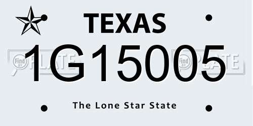 1G15005 Texas License Plate
