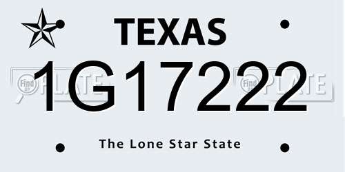 1G17222 Texas License Plate