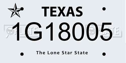 1G18005 Texas License Plate