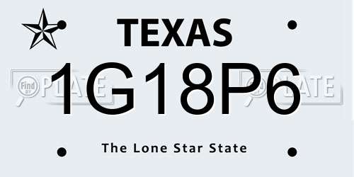 1G18P6 Texas License Plate