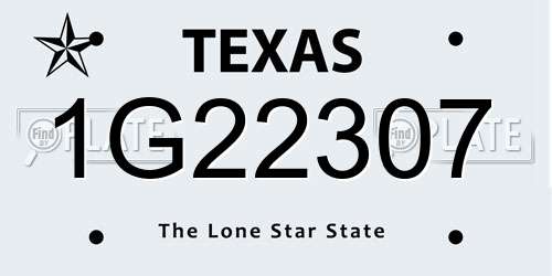 1G22307 Texas License Plate
