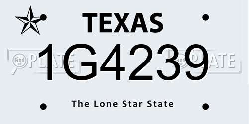 1G4239 Texas License Plate