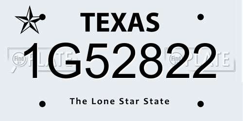 1G52822 Texas License Plate
