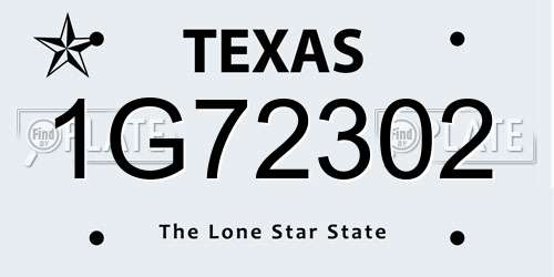 1G72302 Texas License Plate