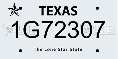 1G72307 Texas License Plate