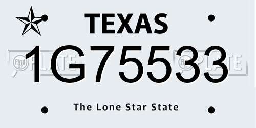 1G75533 Texas License Plate