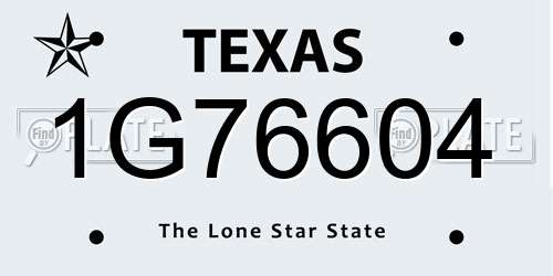 1G76604 Texas License Plate