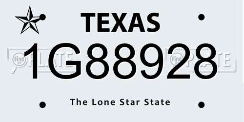 1G88928 Texas License Plate